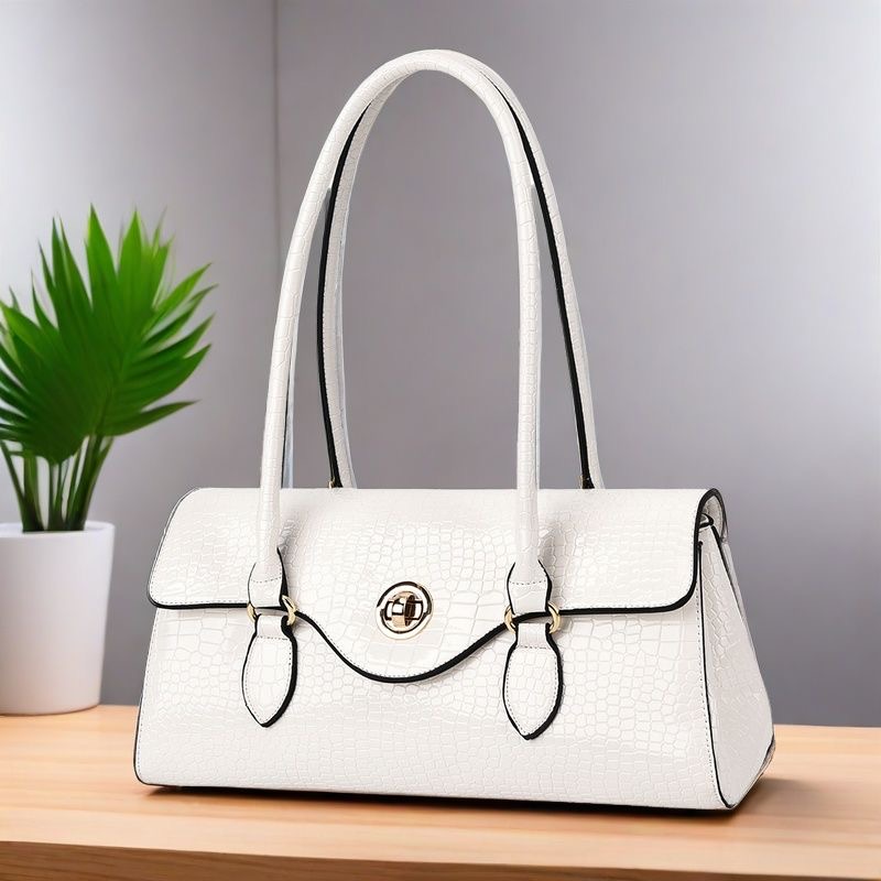 Croc-Embossed Long Shoulder Bag 