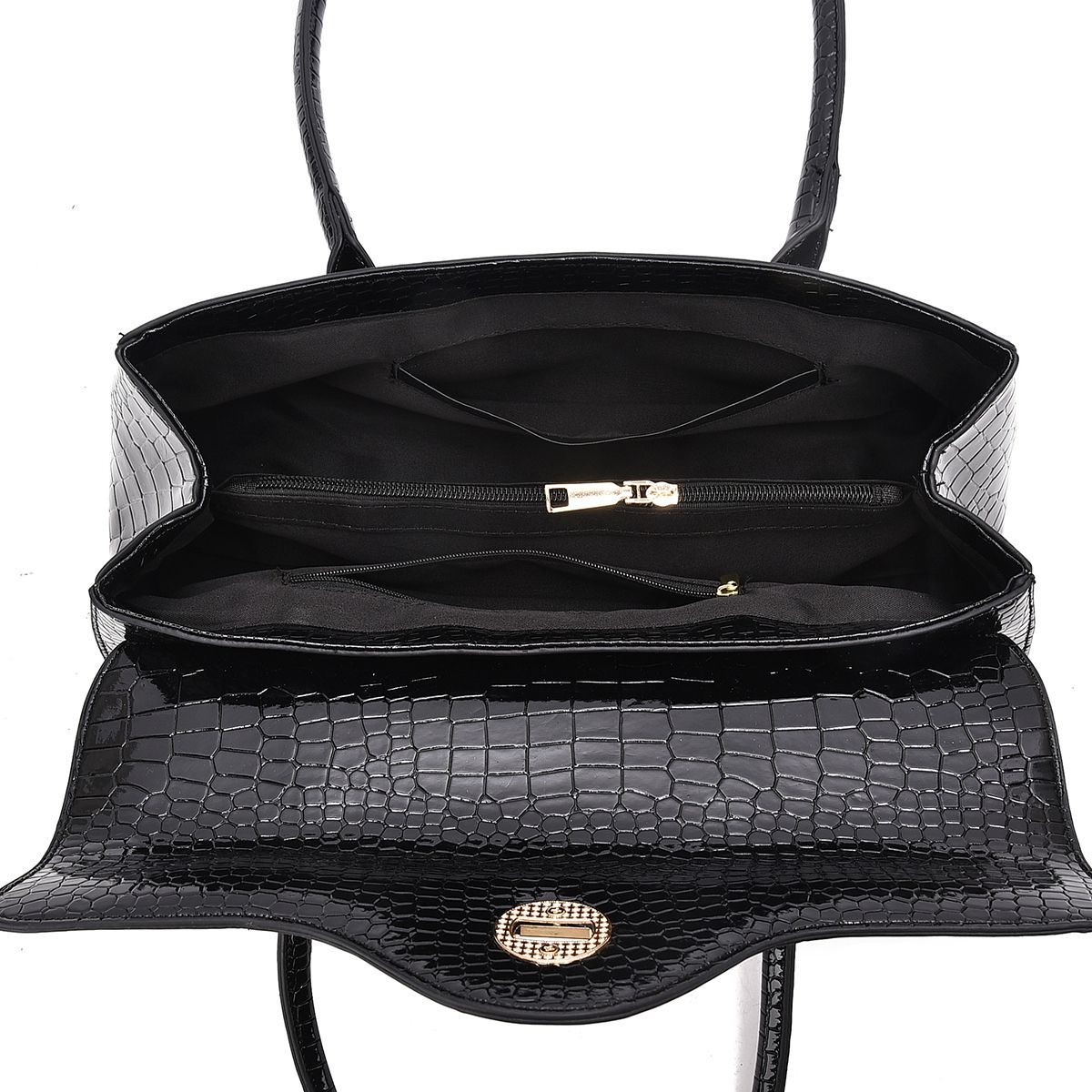 Croc-Embossed Long Shoulder Bag 