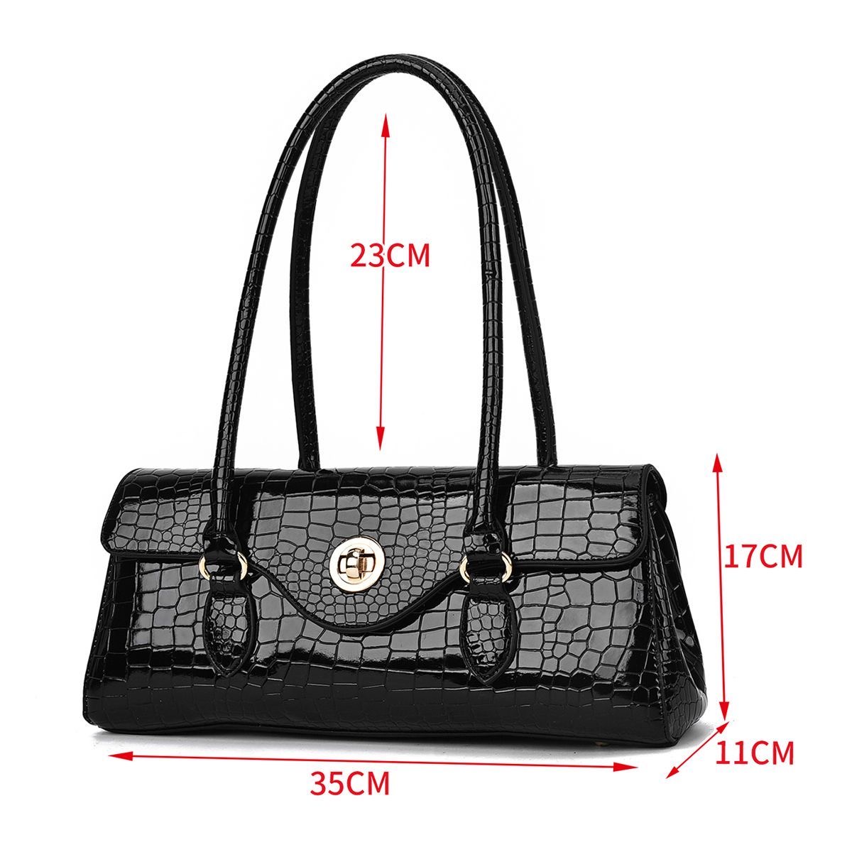 Croc-Embossed Long Shoulder Bag 