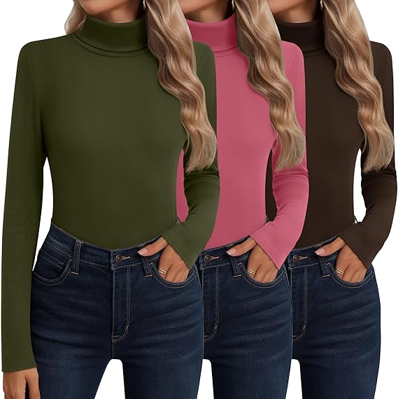 Neer 3-Pack Women’s Cotton Turtleneck Thermal Tops