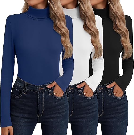 Neer 3-Pack Women’s Cotton Turtleneck Thermal Tops