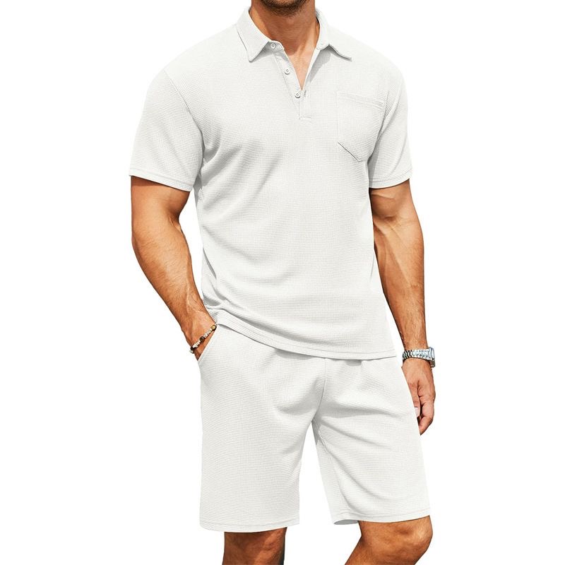 Men’s Premium Ribbed Polo & Shorts Co-ord Set 