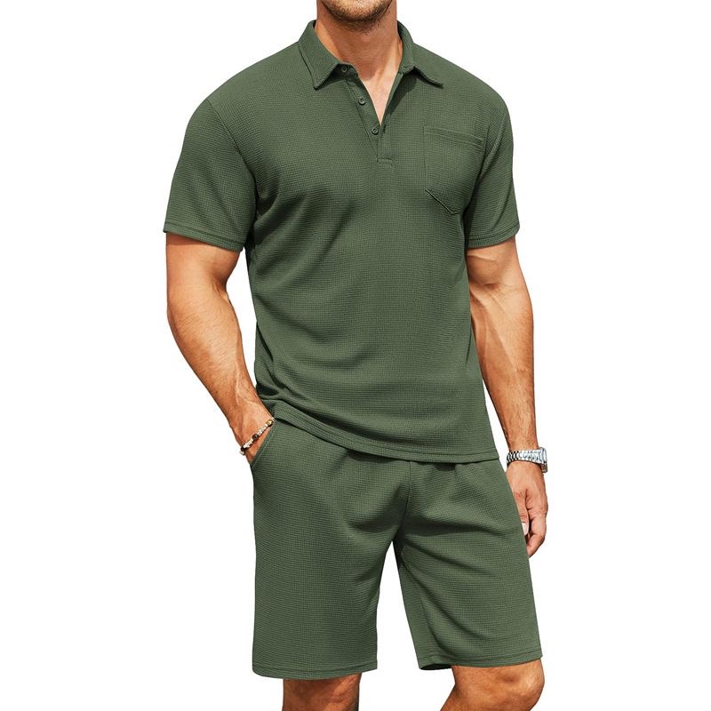 Men’s Premium Ribbed Polo & Shorts Co-ord Set 