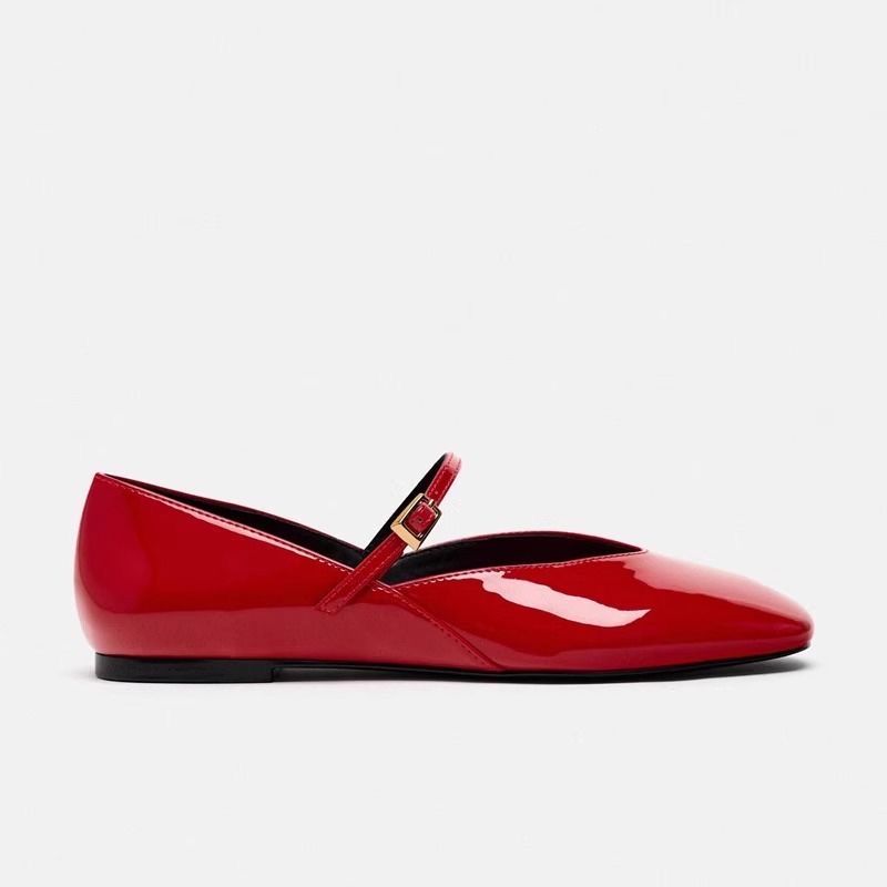 Ladies Glossy Mary Jane Flat Shoes