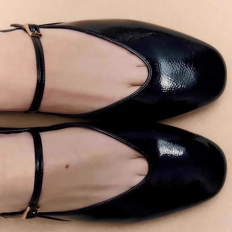 Ladies Glossy Mary Jane Flat Shoes