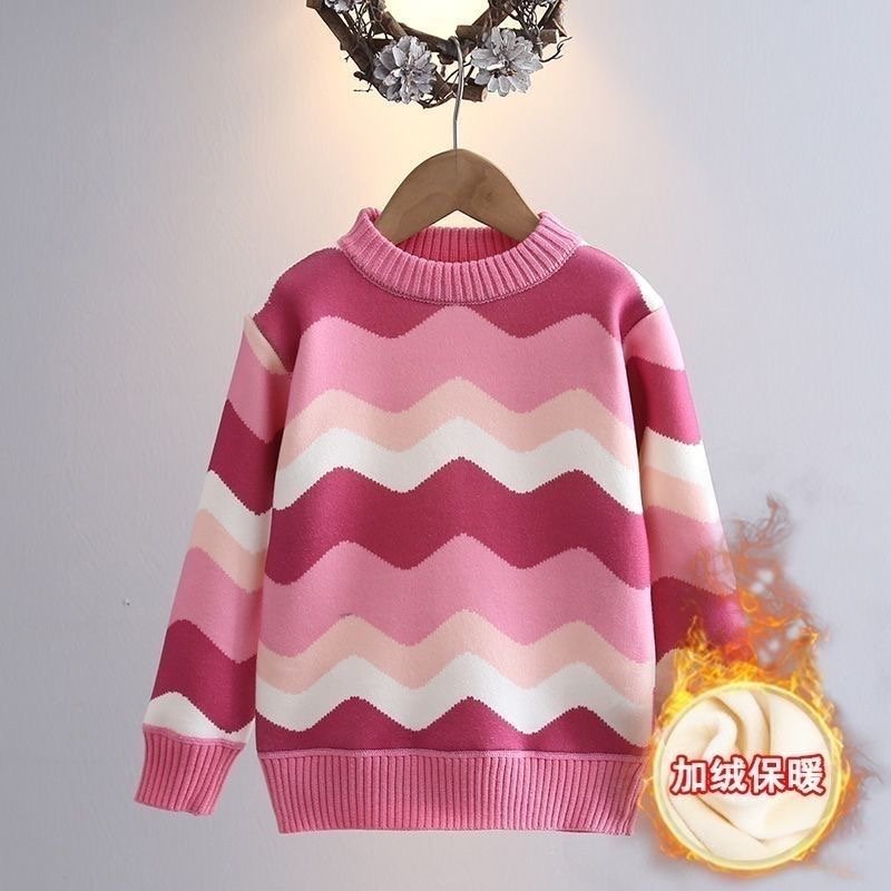 Girls Pink Wave Knit Sweater