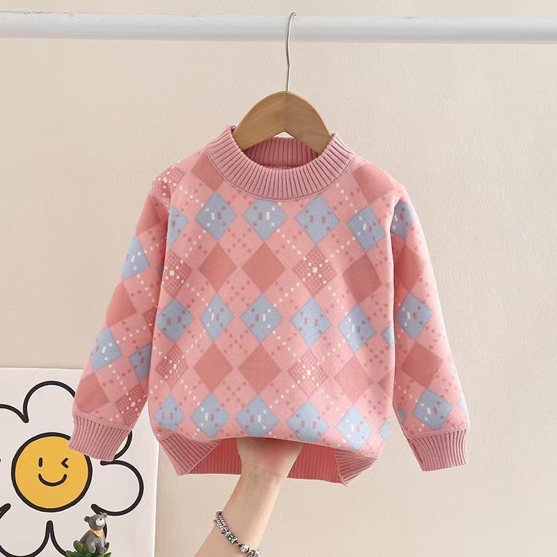 Girls Pink Wave Knit Sweater