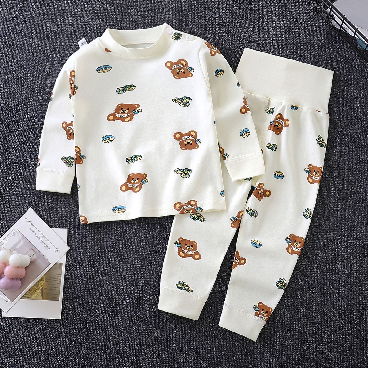 Baby Cotton Pants & Long-Sleeved Pajama Set