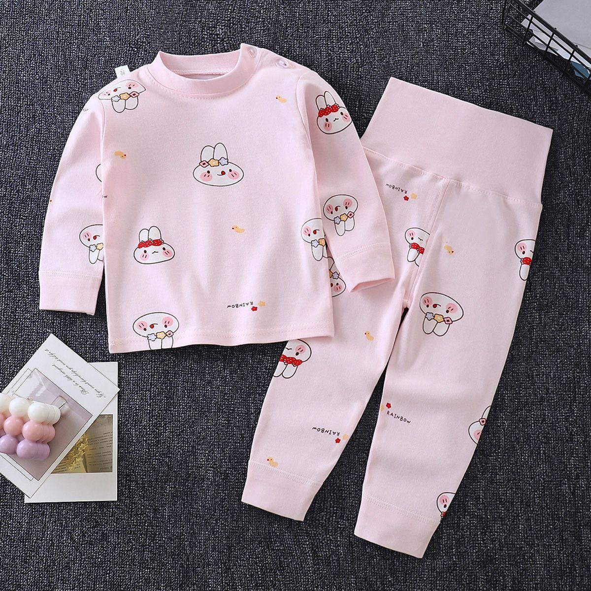 Baby Cotton Pants & Long-Sleeved Pajama Set
