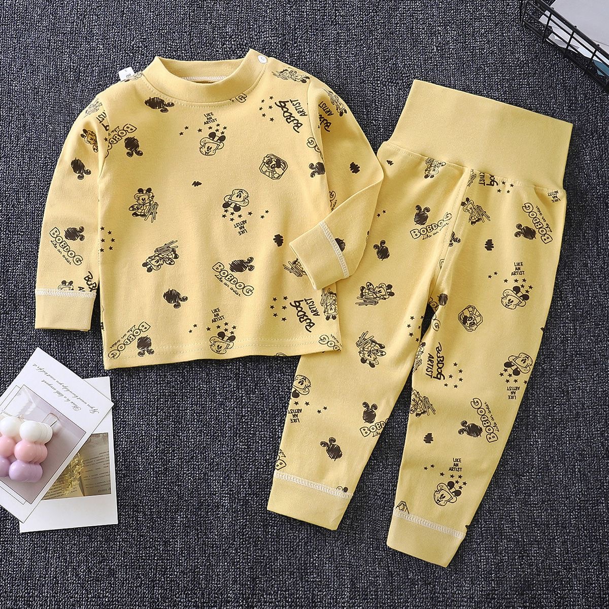 Baby Cotton Pants & Long-Sleeved Pajama Set