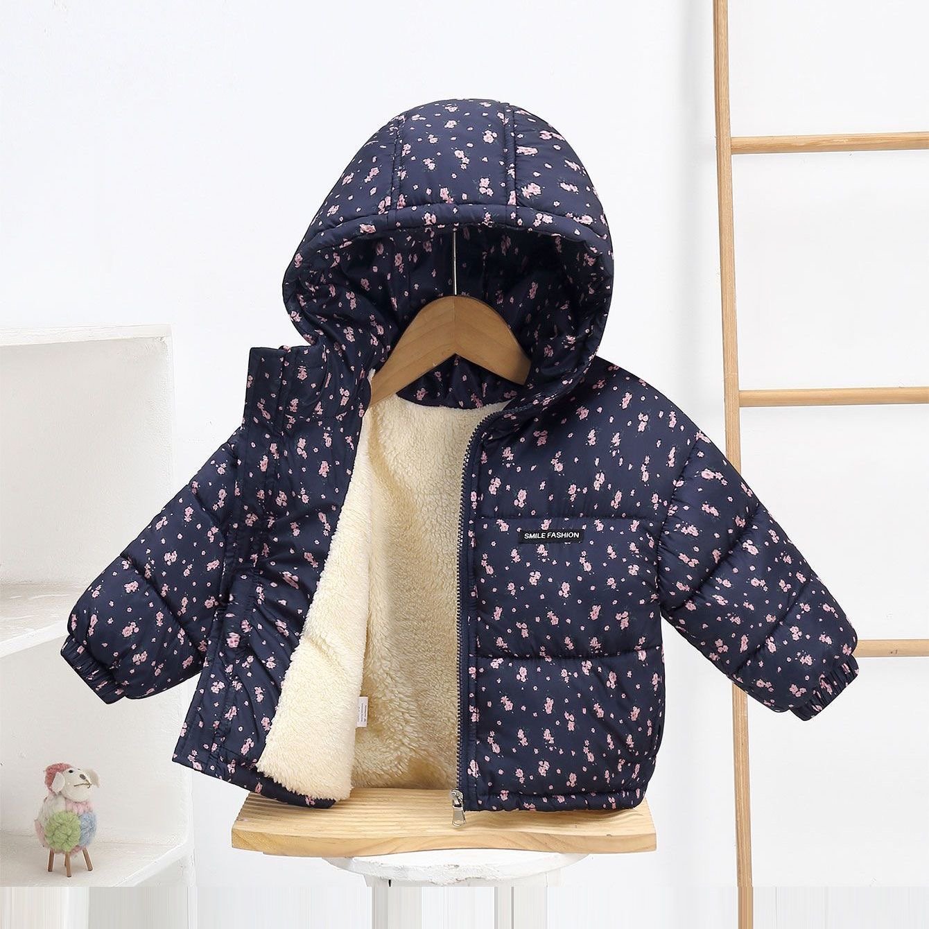 Inner Fleece Hooded Baby Puffer Jacket Warm Winter Coat