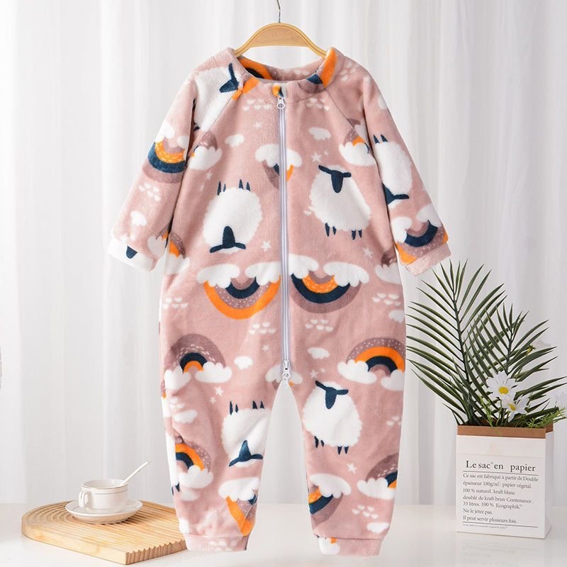 Cozy Cloud Print Baby Fleece Sleepsuit
