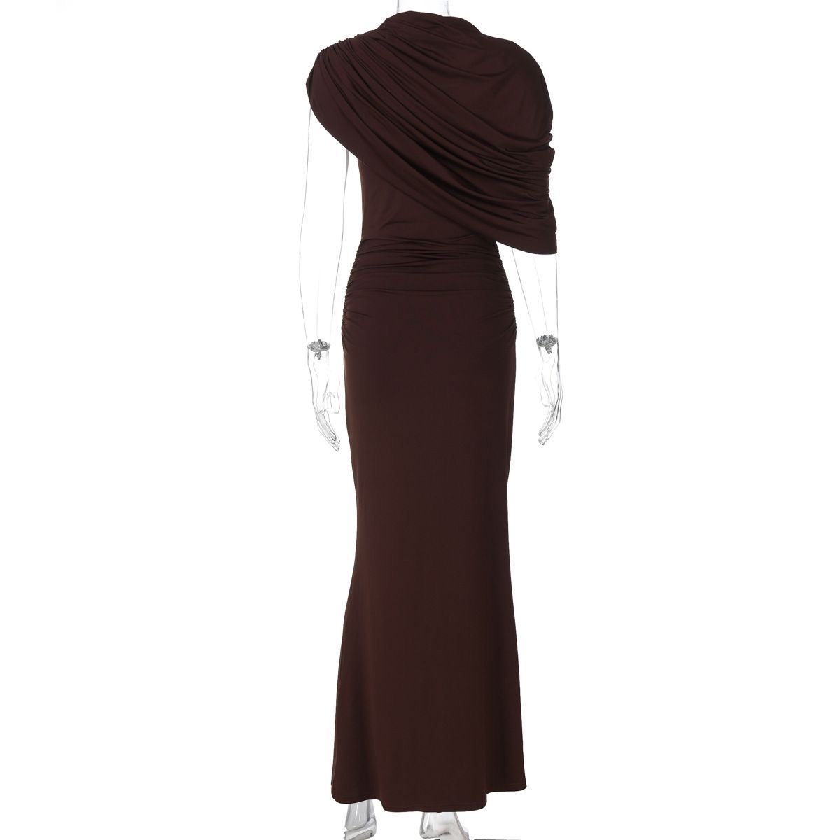 Midnight Muse One-Shoulder Ruched Maxi Dress