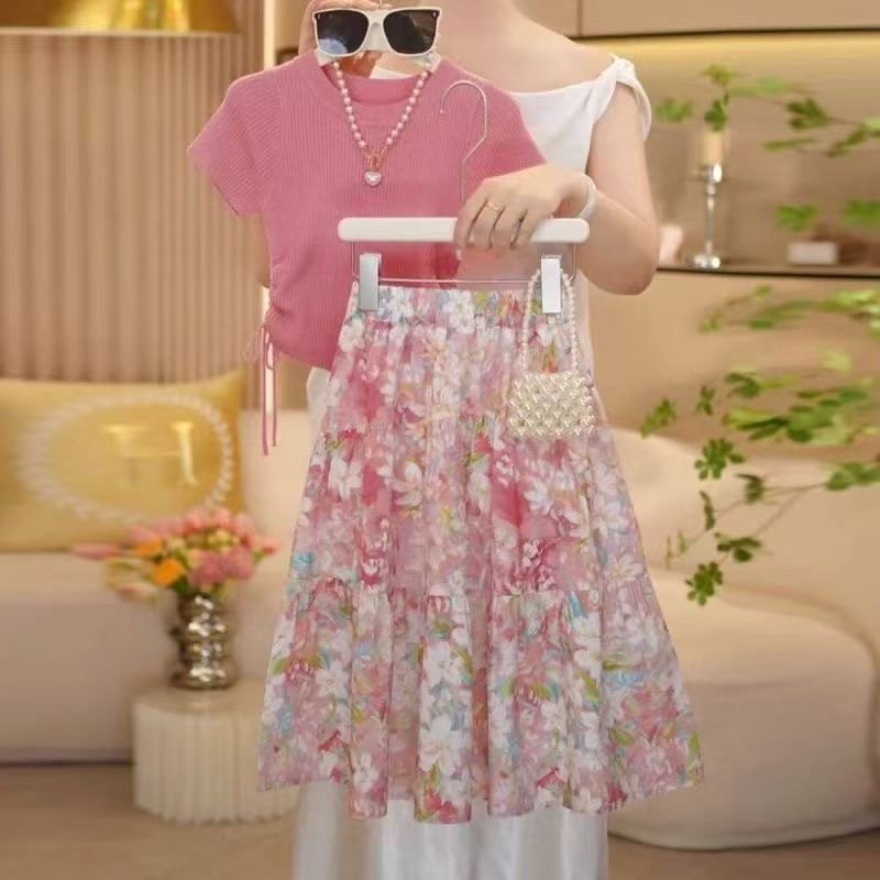 Teen girls floral skirt set