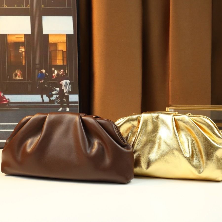 Pleated Soft Leather Clutch Bag