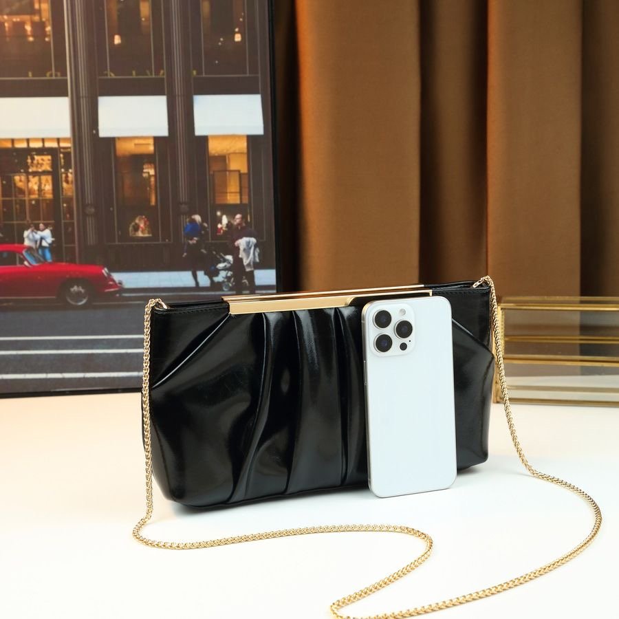 Pleated Soft Leather Clutch Bag