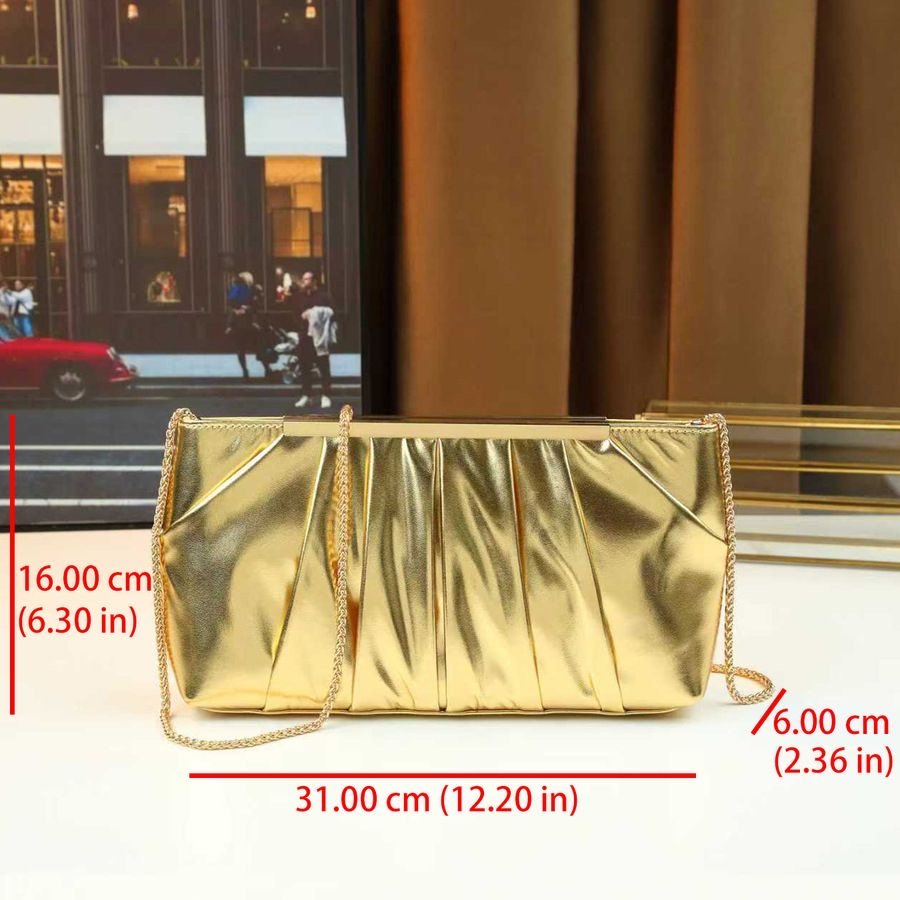 Pleated Soft Leather Clutch Bag