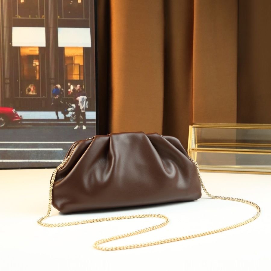 Pleated Soft Leather Clutch Bag