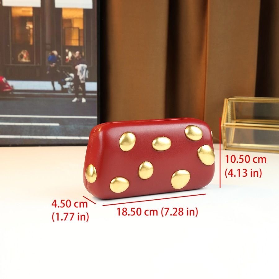 Gold Metallic Rhinestone Handle Clutch