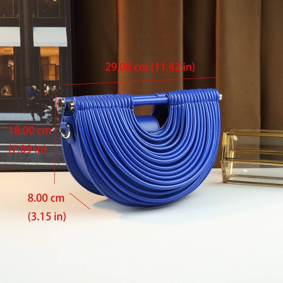 Ribbed Half-Moon Shoulder Clutch