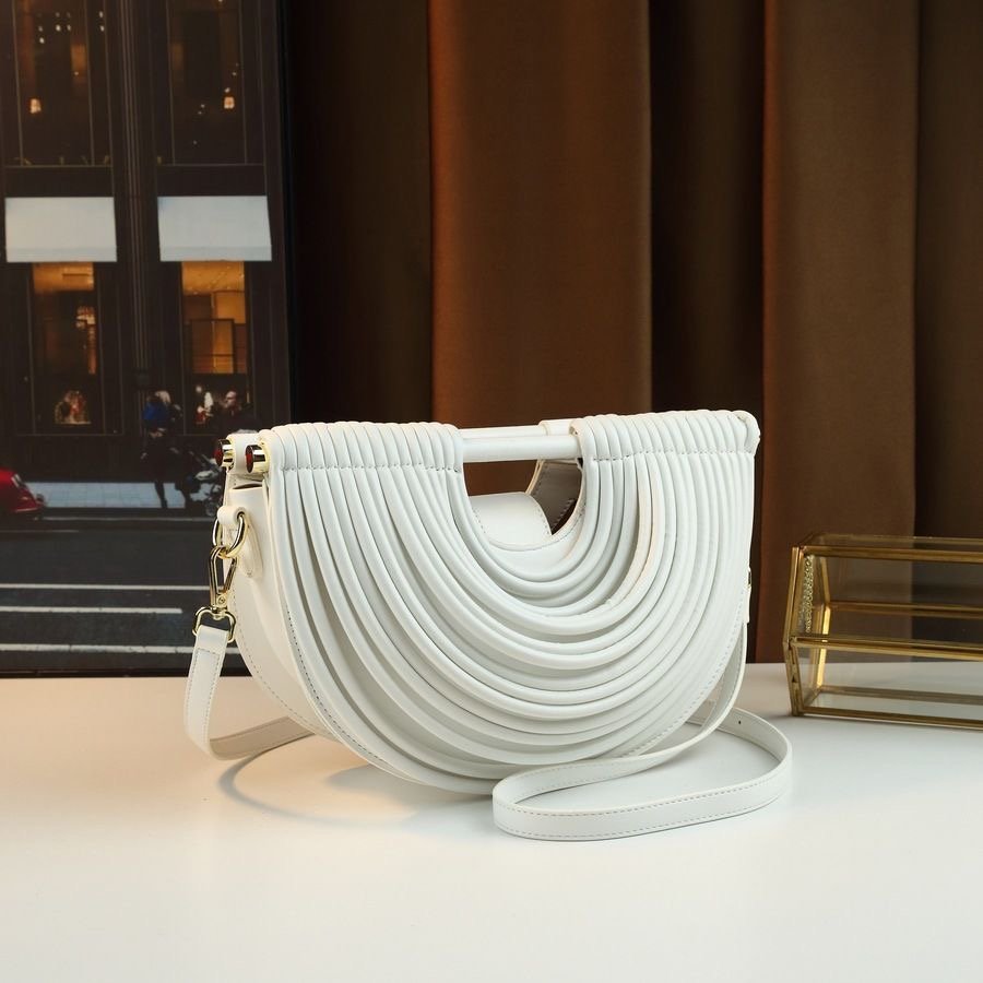 Ribbed Half-Moon Shoulder Clutch