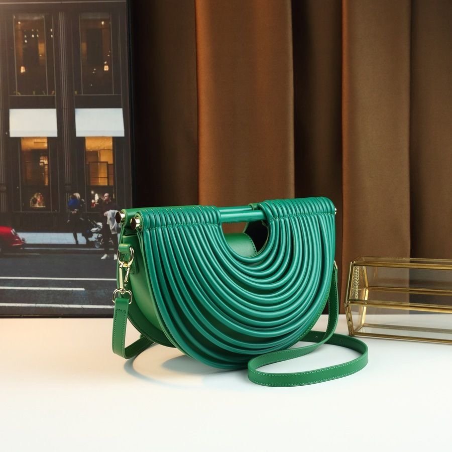 Ribbed Half-Moon Shoulder Clutch