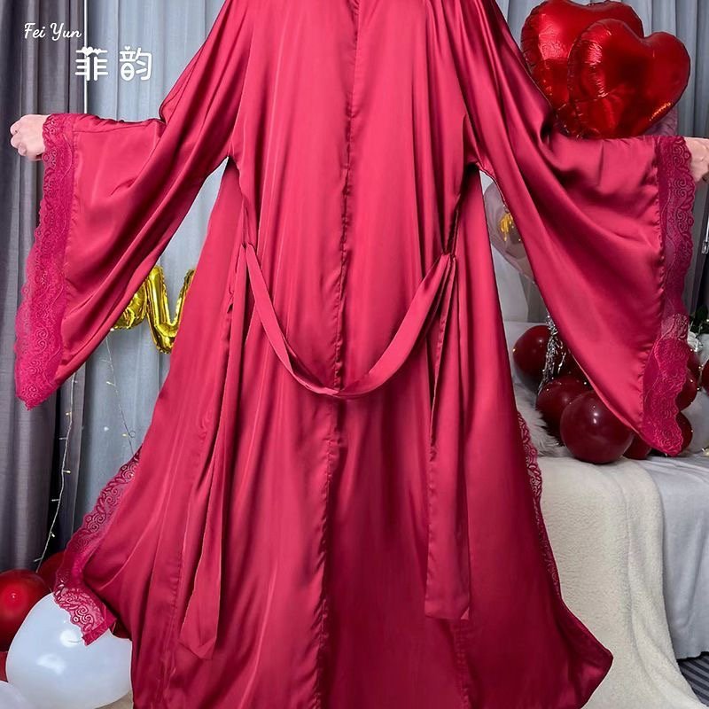 Luxury Satin Lace Sleeve Night Gown