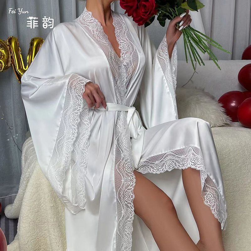 Luxury Satin Lace Sleeve Night Gown