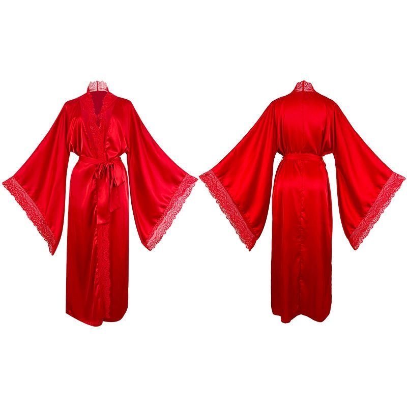 Luxury Satin Lace Sleeve Night Gown