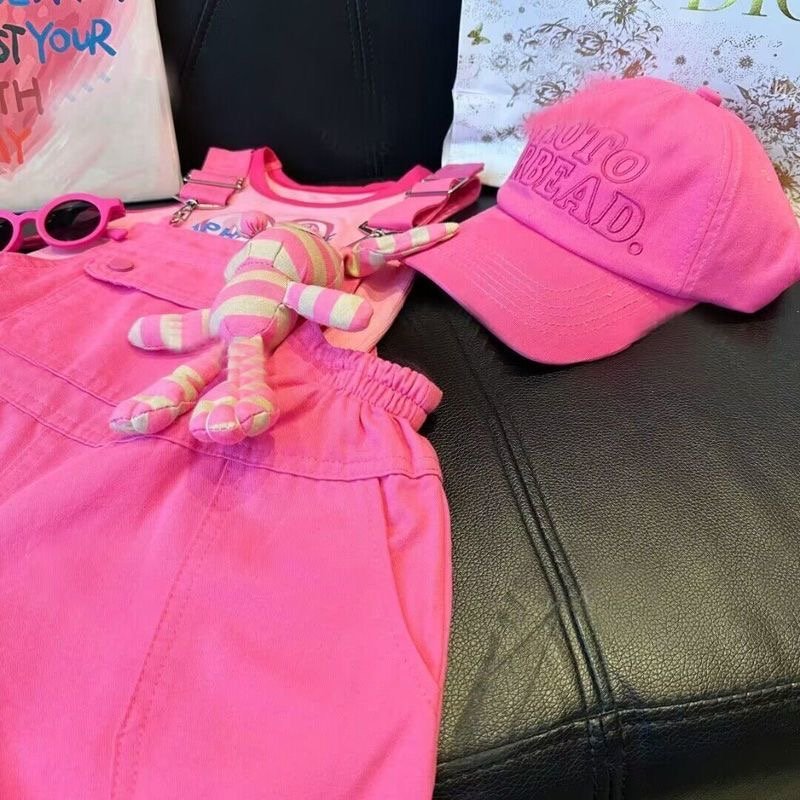 Girls hot pink dungaree, girls pink overalls, girls dungaree outfit, pink dungaree for girls, kids pink overalls, girls casual outfit