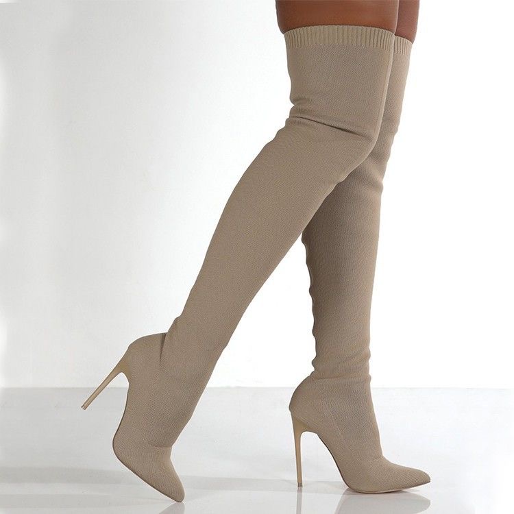 Stretch knee high boots