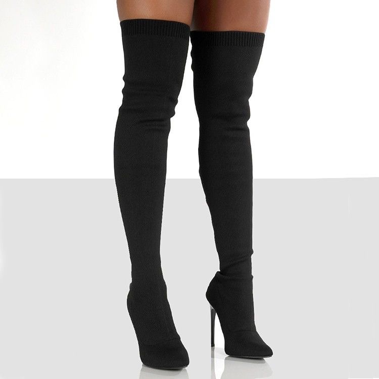 Stretch knee high boots
