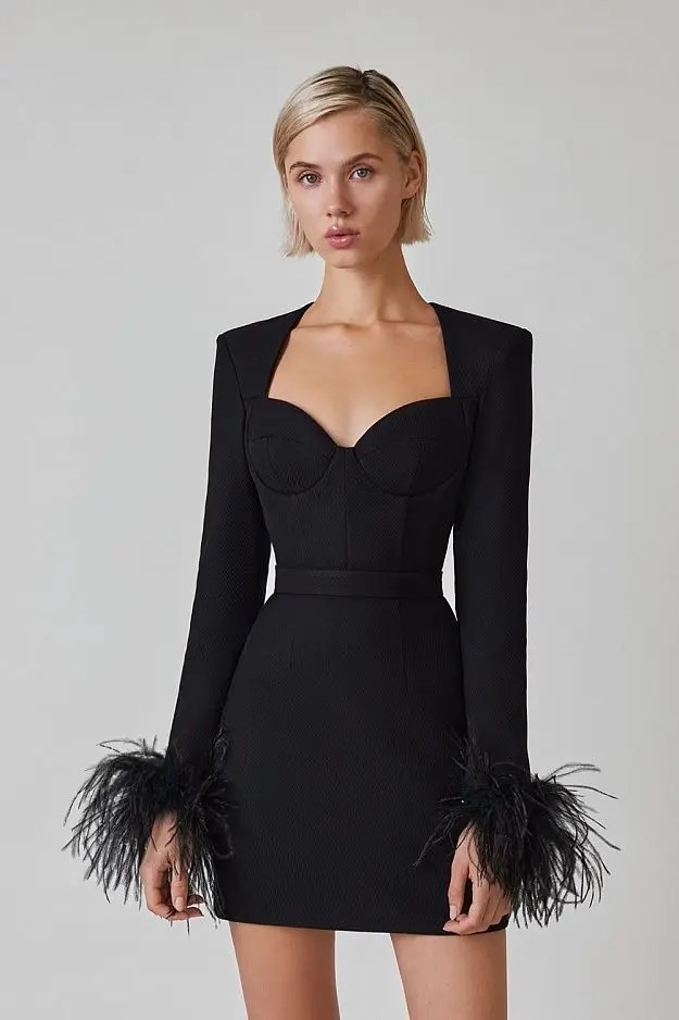 Feathered Herve Leger Dress