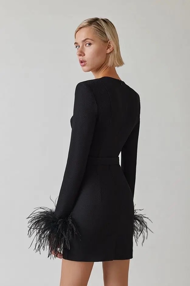 Feathered Herve Leger Dress