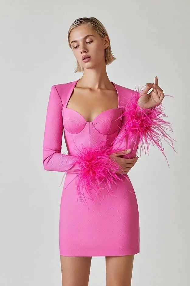 Feathered Herve Leger Dress