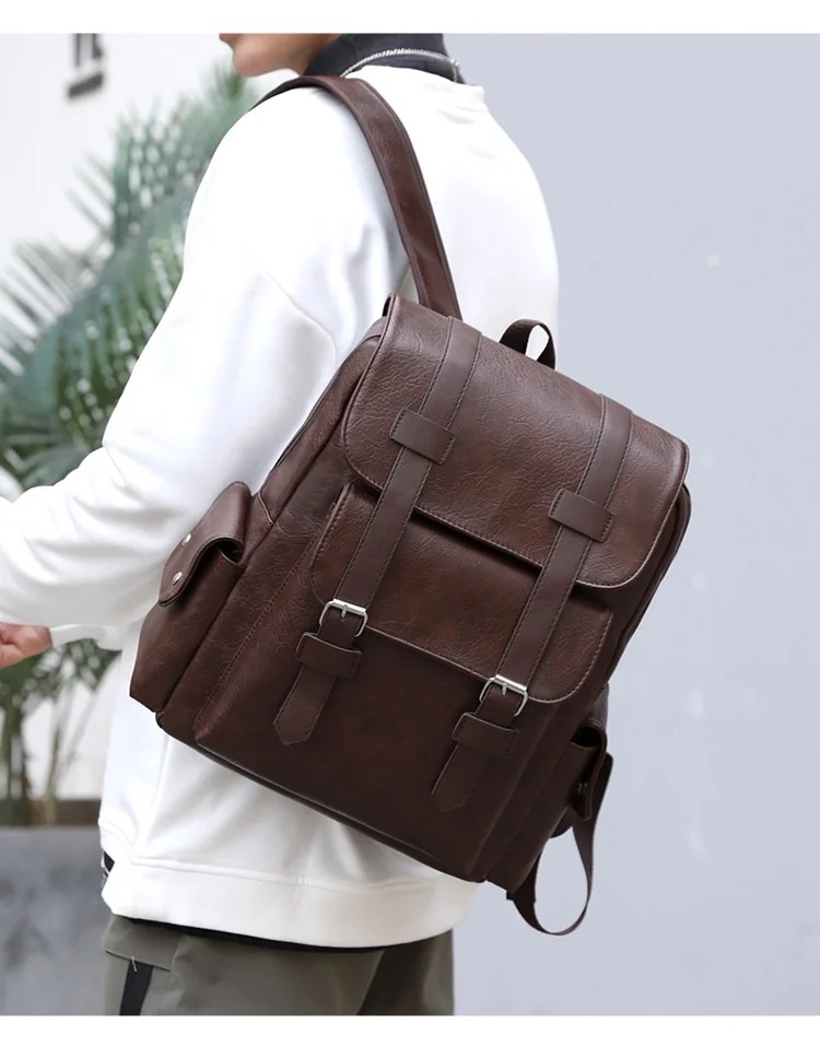 Leather laptop school bag