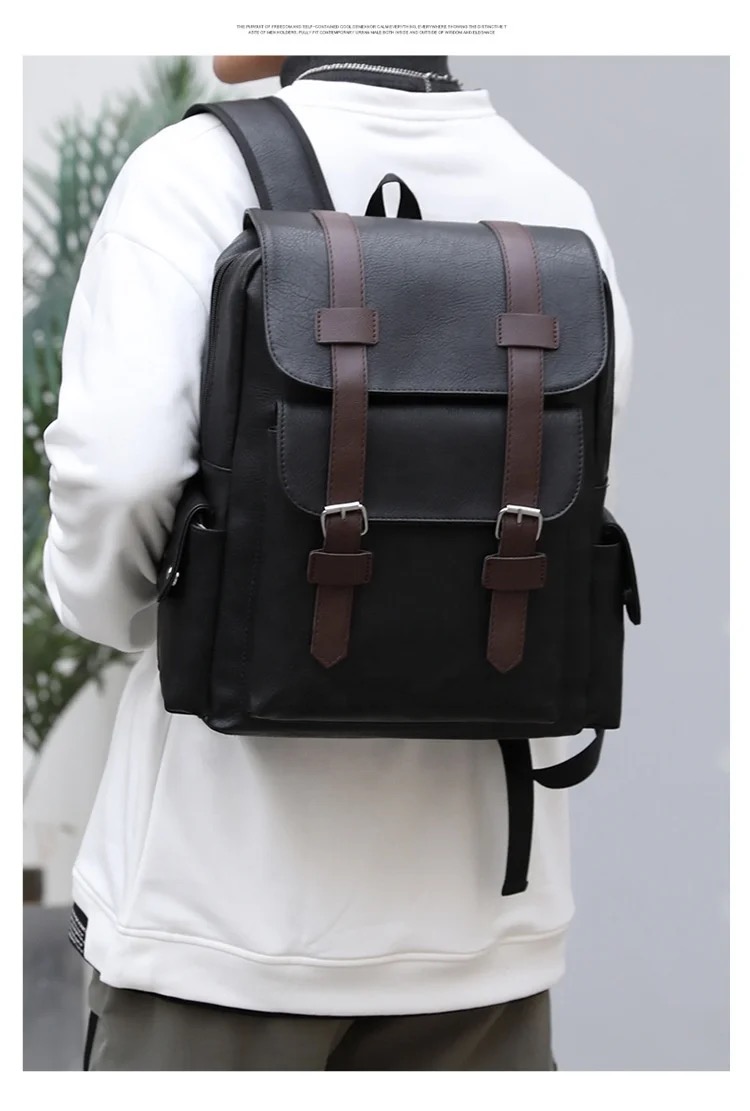 Leather laptop school bag