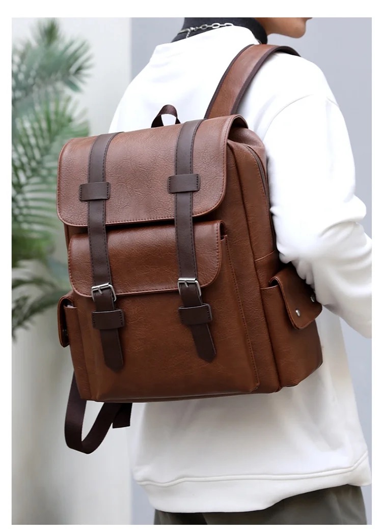 Leather laptop school bag