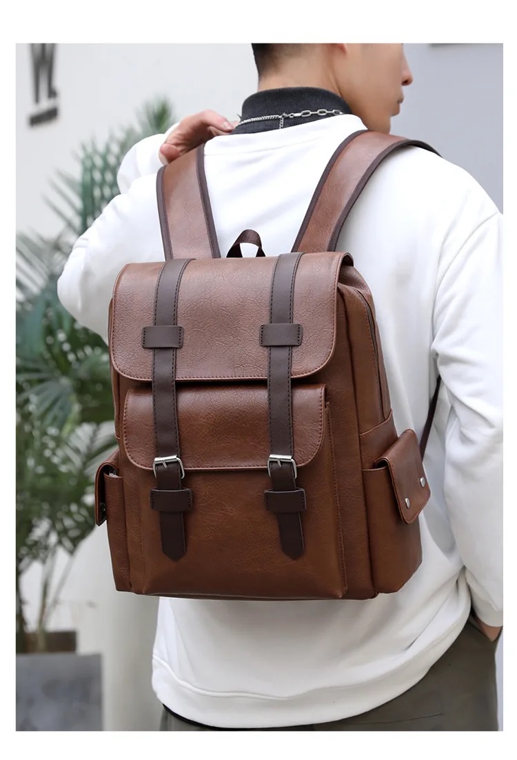 Leather laptop school bag