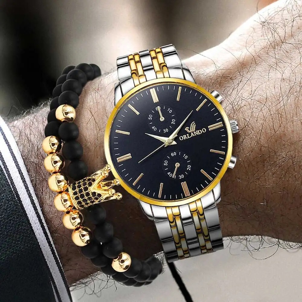 3 piece men quartz watch