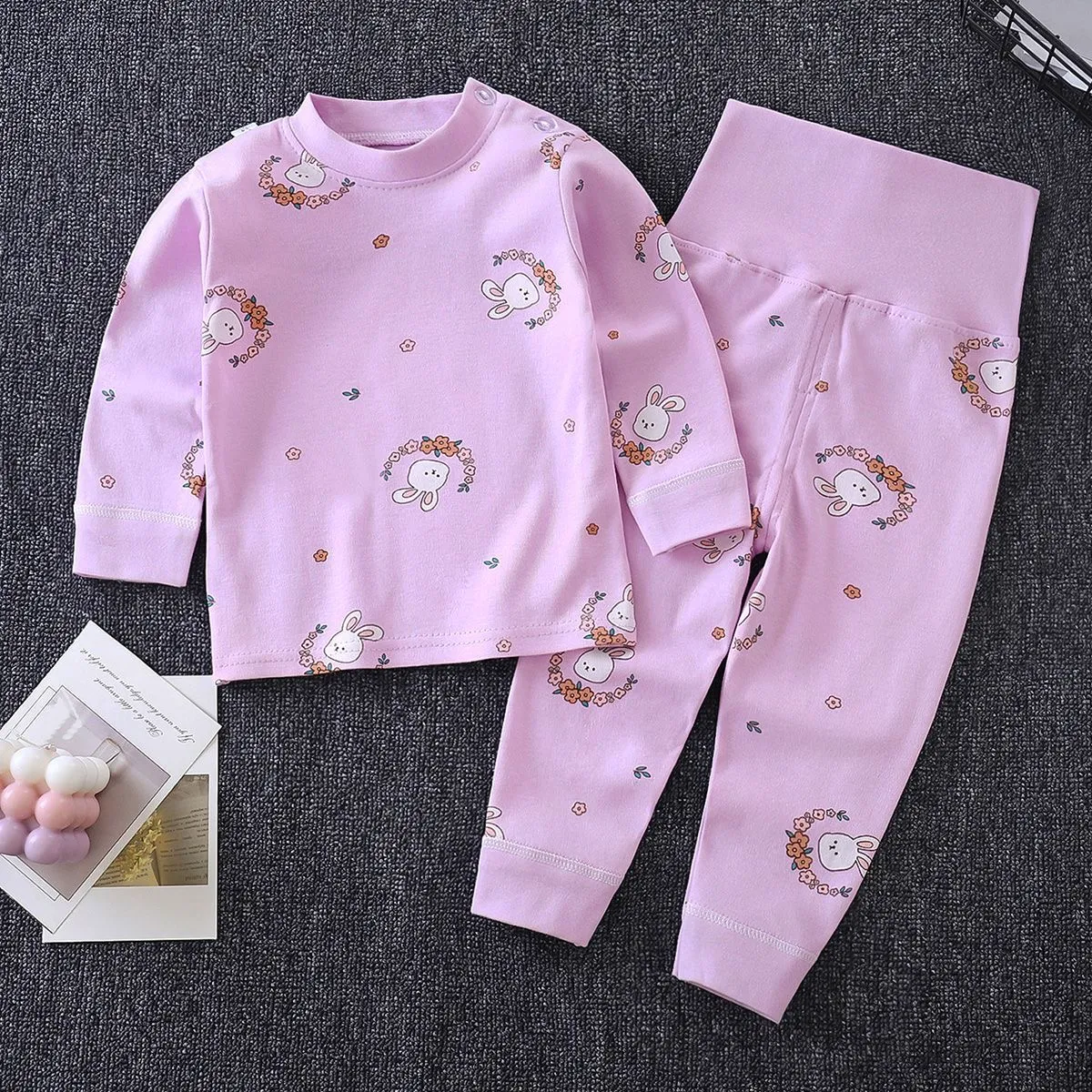 Baby Cotton Pants & Long-Sleeved Pajama Set