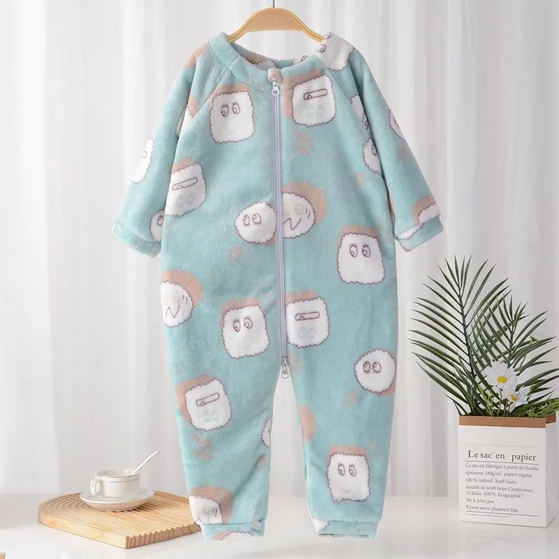 Cozy Cloud Print Baby Fleece Sleepsuit