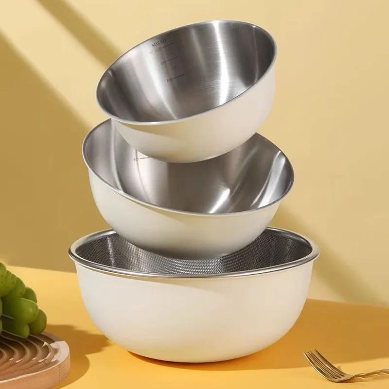 Baking Bowl (White Exterior with Silver Stainless Steel Interior)