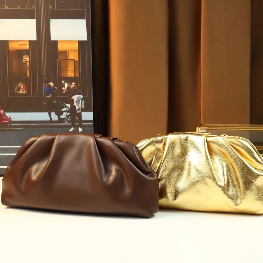 Pleated Soft Leather Clutch Bag