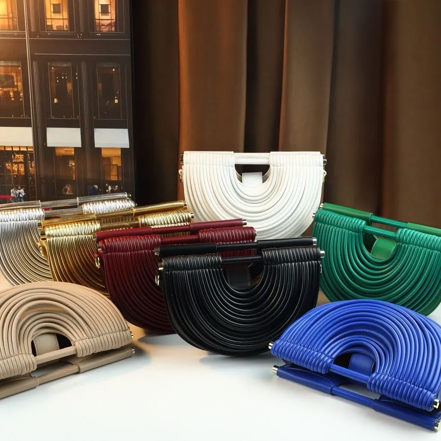 Ribbed Half-Moon Shoulder Clutch