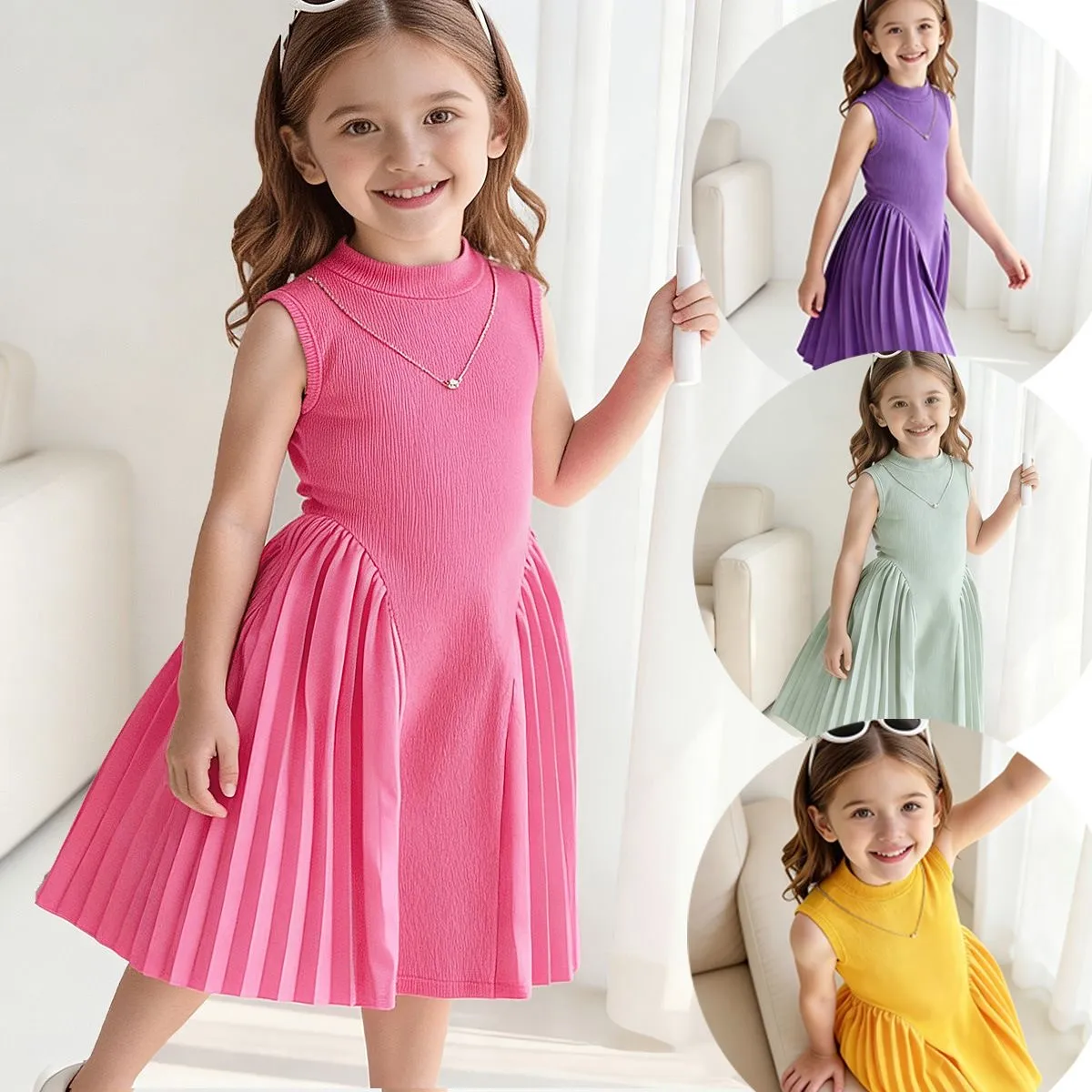 girls pleated dress, cute girls dress, kids pleated dress, girls party dress